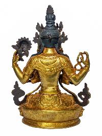 [chenrezig], Buddhist Handmade Statue, [face Painted] And [gold Plated]