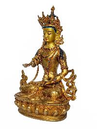 [vajrasattva], Buddhist Handmade Statue, [face Painted] And [gold Plated]