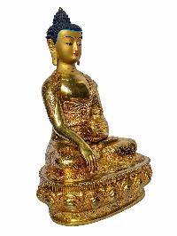 [shakyamuni Buddha], Buddhist Handmade Statue, [face Painted] And [gold Plated]