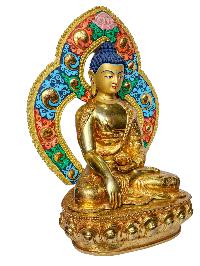 [shakyamuni Buddha], Buddhist Handmade Statue, [face Painted] And [gold Plated]