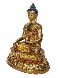 [shakyamuni Buddha], Buddhist Handmade Statue, [face Painted] And [gold Plated]