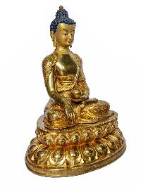 [shakyamuni Buddha], Buddhist Handmade Statue, [face Painted] And [gold Plated]