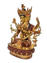 [namgyalma], Buddhist Handmade Statue, [face Painted], [partly Gold Plated And Chocolate Oxidized]