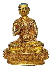 [tsongkhapa With His Disciple], Buddhist Handmade Statue, [face Painted] And [gold Plated]