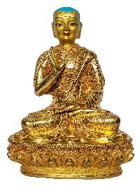 [tsongkhapa With His Disciple], Buddhist Handmade Statue, [face Painted] And [gold Plated]