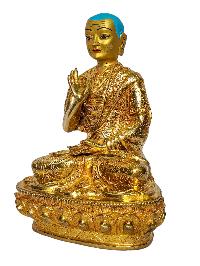 [tsongkhapa With His Disciple], Buddhist Handmade Statue, [face Painted] And [gold Plated]