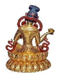 Padmasambhava [19 Inch] And His Wifes, Mandarava [15 Inch] And Yeshe Tsogya [15 Inch], Buddhist Handmade Statue, Face Painted And Gold Plated