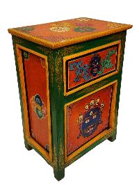 Tibetan Cabinet With One Drawer And Onedoor, [painted]