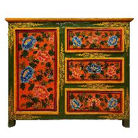 Tibetan Cabinet With Three Drawer And One Door Cabinet, [painted]