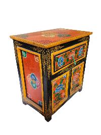 Tibetan Cabinet With One Drawer And Two Door, [painted]
