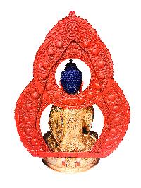 [shakyamuni Buddha], Buddhist Handmade Statue, [face Painted] And [gold Plated], [stone Setting]