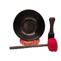 [jambati Singing Bowl], Buddhist Hand Beaten [carved], With Peacock Design C3 [root Chakra] 128 Hz