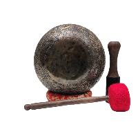 [jambati Singing Bowl], Buddhist Hand Beaten [carved], With Peacock Design C3 [root Chakra] 128 Hz