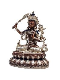 [manjushree], Buddhist Miniature Statue, [silver And Chocolate Oxidized]