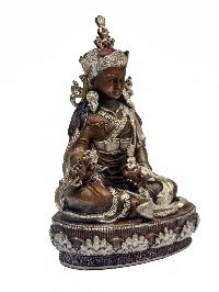 [padmasambhava], Buddhist Miniature Statue, [silver And Chocolate Oxidized]