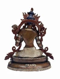 [green Tara], Buddhist Miniature Statue, [silver And Chocolate Oxidized]