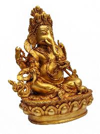 [ganesh], Buddhist Handmade Statue, [face Painted] And [gold Plated]