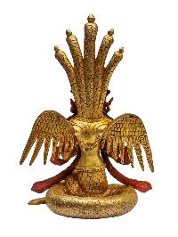 [naga Kanya], Buddhist Handmade Statue, [partly Gold Plated], Lapis Lazuli