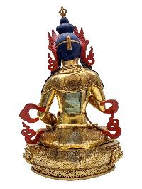 [vajrasattva] Buddhist Handmade Statue, [face Painted] And [gold Plated]