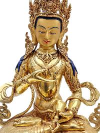 [vajrasattva] Buddhist Handmade Statue, [face Painted] And [gold Plated]