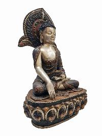 [shakyamuni Buddha], Buddhist Handmade Statue, [silver And Chocolate Oxidized], With Additional Carving