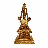 [stupa], Buddhist Handmade Staue, With [gold Plated], [stone Setting]