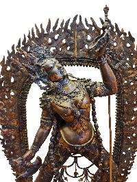 [vajrayogini], Buddhist Handmade Statue, [chocolate Oxidized], And Antique Finishing With Additional Carving