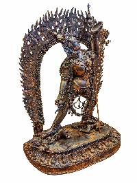 [vajrayogini], Buddhist Handmade Statue, [chocolate Oxidized], And Antique Finishing With Additional Carving