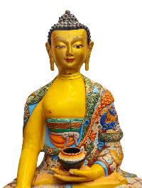 [shakyamuni Buddha], Buddhist Handmade Statue, [face Painted], Traditonal Color Finishing With Additional Carving