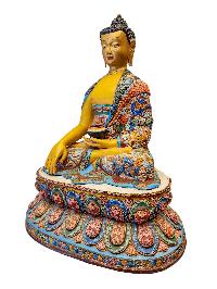 [shakyamuni Buddha], Buddhist Handmade Statue, [face Painted], Traditonal Color Finishing With Additional Carving