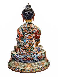 [shakyamuni Buddha], Buddhist Handmade Statue, [face Painted], Traditonal Color Finishing With Additional Carving