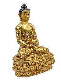 [amitabha Buddha], Buddhist Handmade Statue, [face Painted] And [gold Plated]