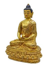 [amitabha Buddha], Buddhist Handmade Statue, [face Painted] And [gold Plated]