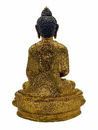 [amitabha Buddha], Buddhist Handmade Statue, [face Painted] And [gold Plated]