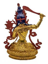 [manjushree], Buddhist Handmade Statue, [face Painted] And [gold Plated]