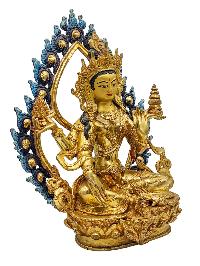[lakshmi], Budhist Handmade Statue, [face Painted] And [gold Plated]