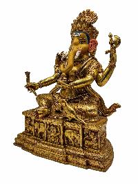 [ganesh], Buddhist Handmade Statue, [face Painted] And [gold Plated]