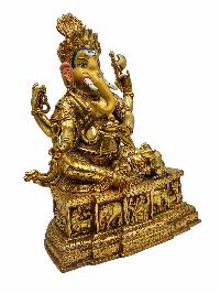 [ganesh], Buddhist Handmade Statue, [face Painted] And [gold Plated]