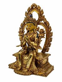 [maitreya Buddha], Buddhist Handmade Statue, [face Painted] And [gold Plated]