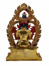 [maitreya Buddha], Buddhist Handmade Statue, [face Painted] And [gold Plated]