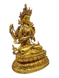 [chenrezig], Buddhist Handmade Statue, [face Painted] And [gold Plated]