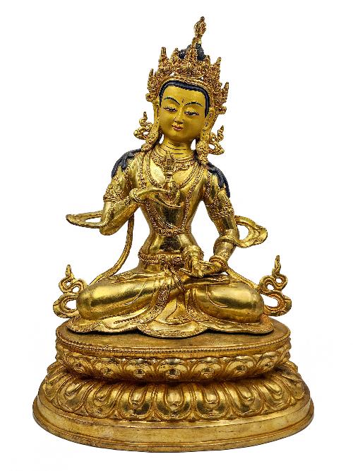 [vajrasattva], Buddhist Handmade Statue, [face Painted] And [gold Plated]