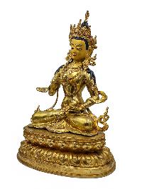 [vajrasattva], Buddhist Handmade Statue, [face Painted] And [gold Plated]