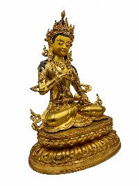 [vajrasattva], Buddhist Handmade Statue, [face Painted] And [gold Plated]