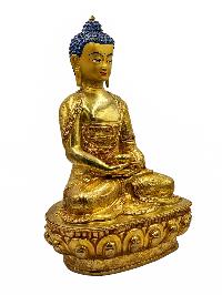 [amitabha Buddha], Buddhist Handmade Statue, [face Painted] And [gold Plated]