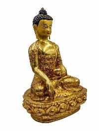[shakyamuni Buddha], Budhist Handmade Statue, [face Painted] And [gold Plated]