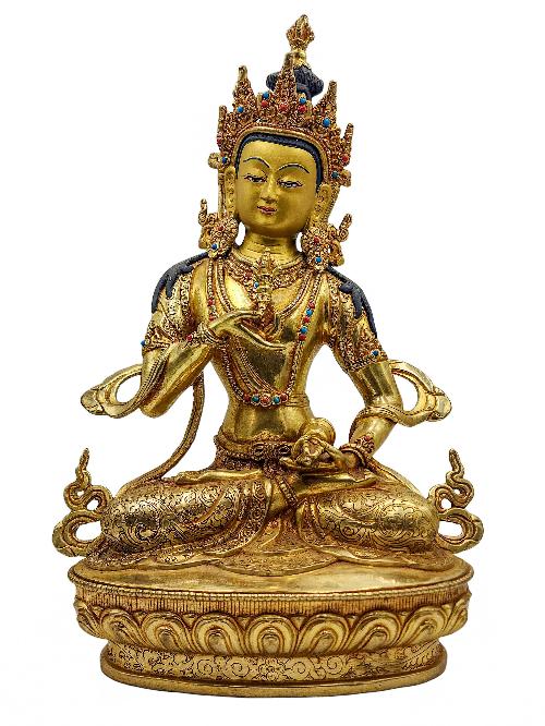 [vajrasattva], Buddhist Handmade Statue, [face Painted] And [gold Plated]