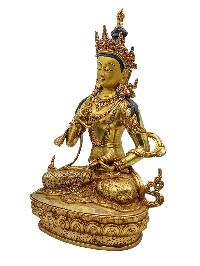 [vajrasattva], Buddhist Handmade Statue, [face Painted] And [gold Plated]