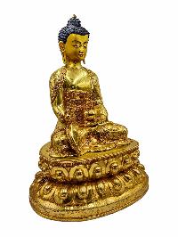 [medicine Buddha], Buddhist Handmade Statue, [face Painted] And [gold Plated]