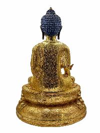 [medicine Buddha], Buddhist Handmade Statue, [face Painted] And [gold Plated]